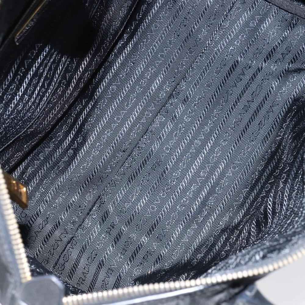 PRADA Hand Bag Nylon Black Gold Auth 148636 - Picture 10 of 16